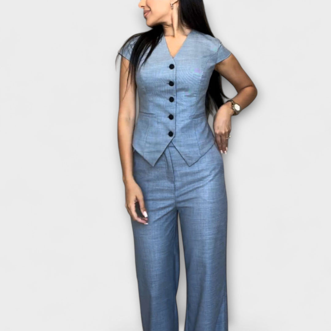 Ivy - Schickes V-Ausschnitt-Top und Hose-Set