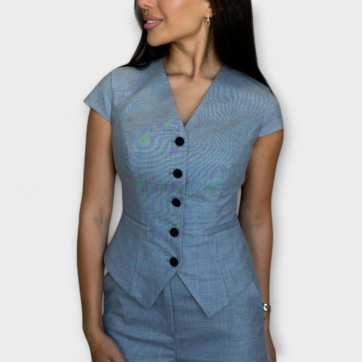 Ivy - Schickes V-Ausschnitt-Top und Hose-Set