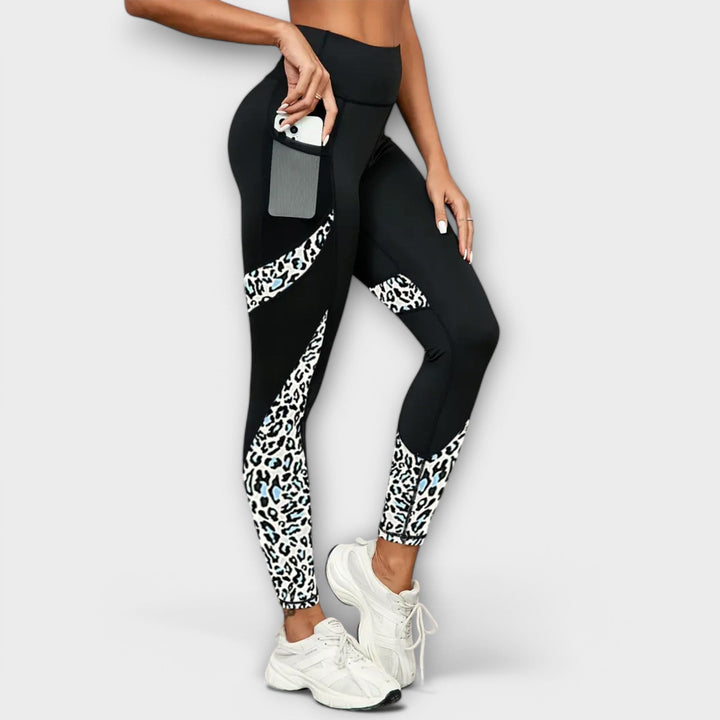 Trainingshose mit höcher Taille und Leoparde-Muster