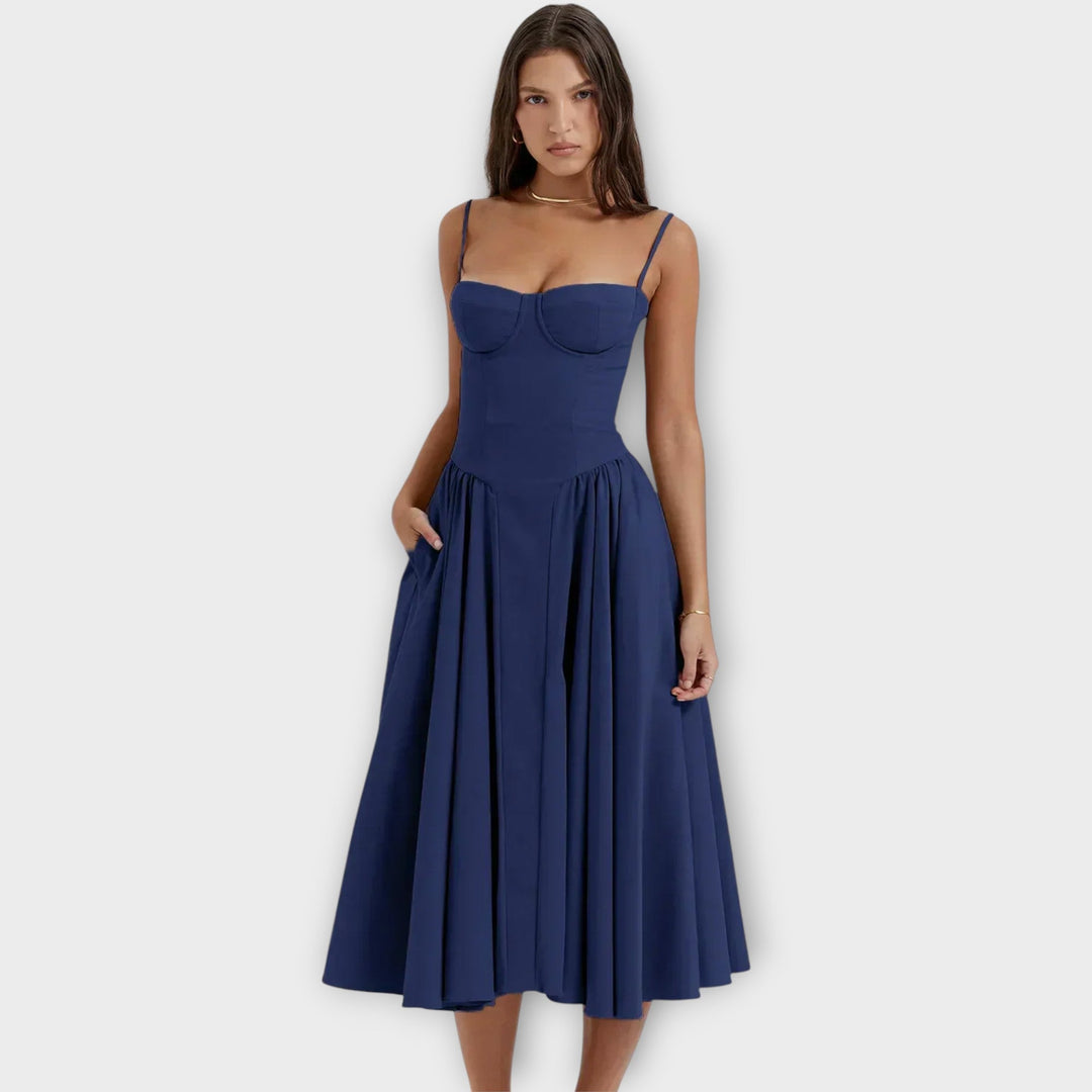 Gesine - Ärmellos Körsett-Midi-Kleid