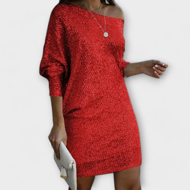 Party-Chleid mit Pailletten und Kontrast