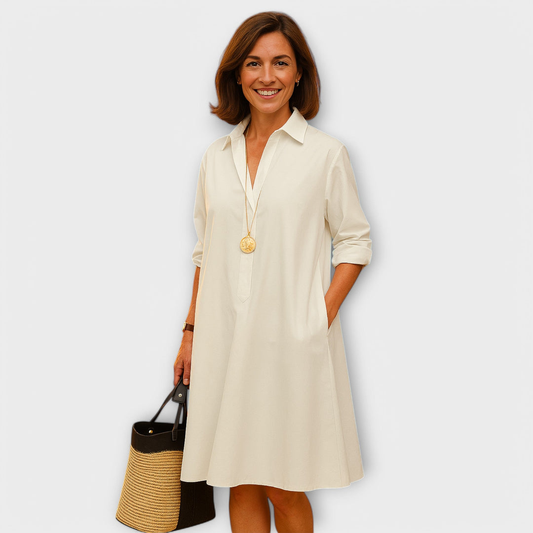 Modernes Hemdkleid mit Krage und Dreiviertelärmäl