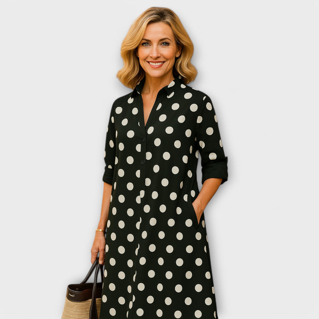Modernes Hemdkleid mit Krage und Dreiviertelärmäl