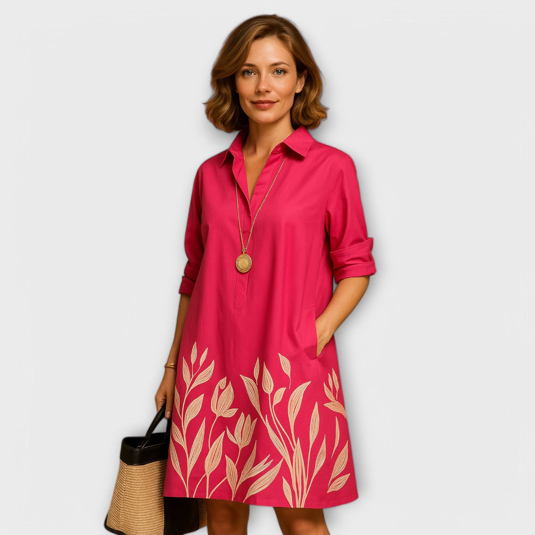 Modernes Hemdkleid mit Krage und Dreiviertelärmäl