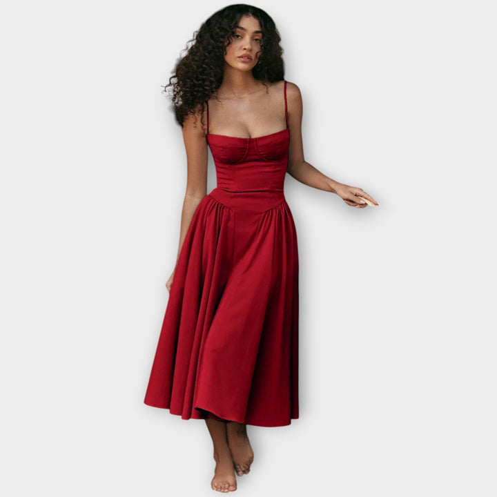Gesine - Ärmellos Körsett-Midi-Kleid