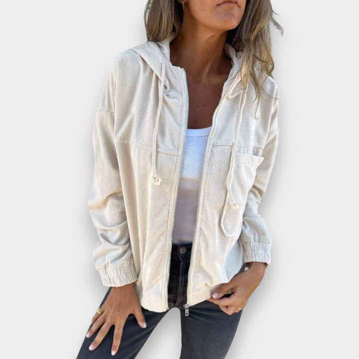 Elena | Cordjacke mit Kapuze und Reissverschluss