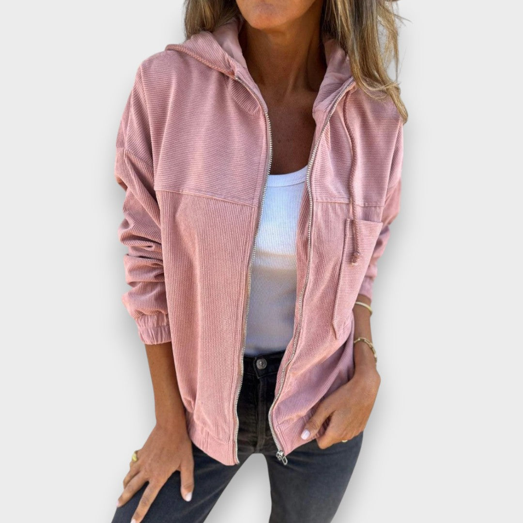 Elena | Cordjacke mit Kapuze und Reissverschluss