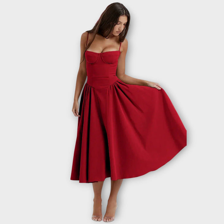 Gesine - Ärmellos Körsett-Midi-Kleid