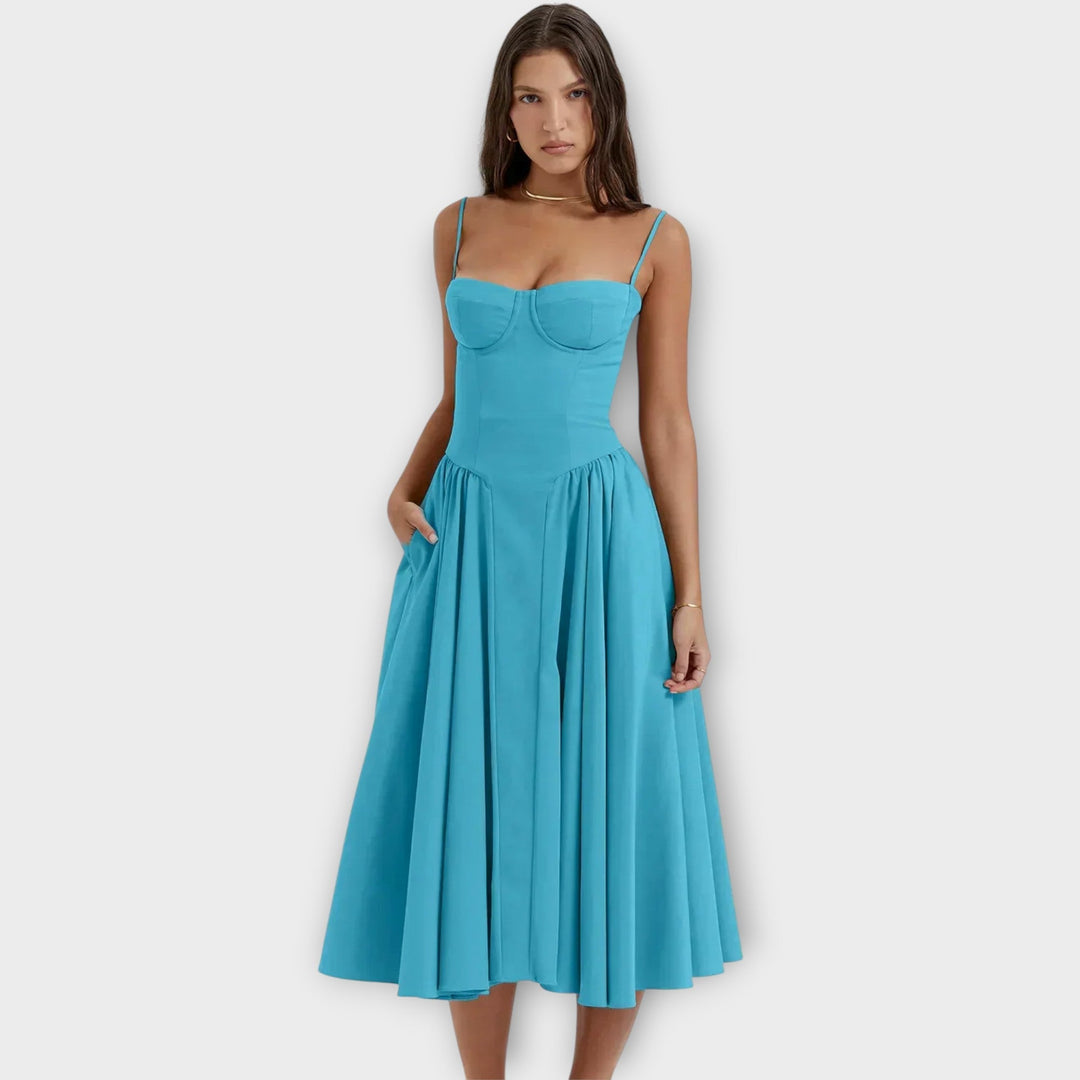 Gesine - Ärmellos Körsett-Midi-Kleid