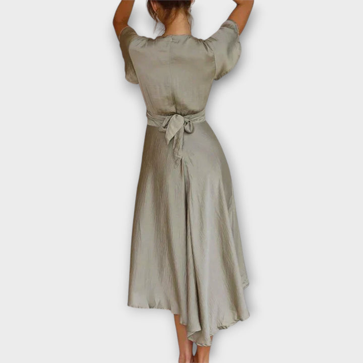 Margret - Elegants V-Ausschnitt Midi-Chleid