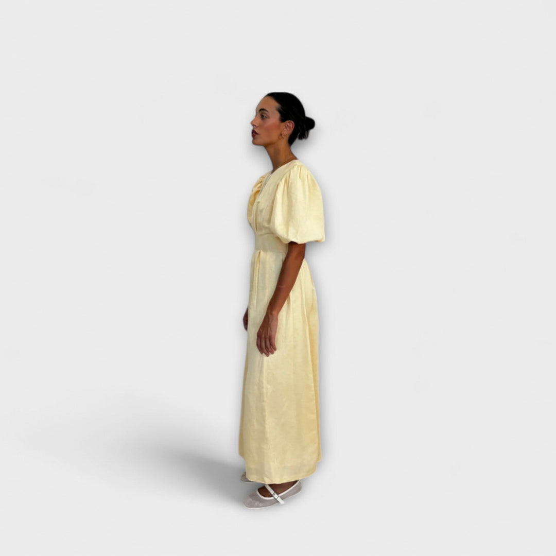 Josephine - Buttergälbs Maxichleid mit luftigem Design