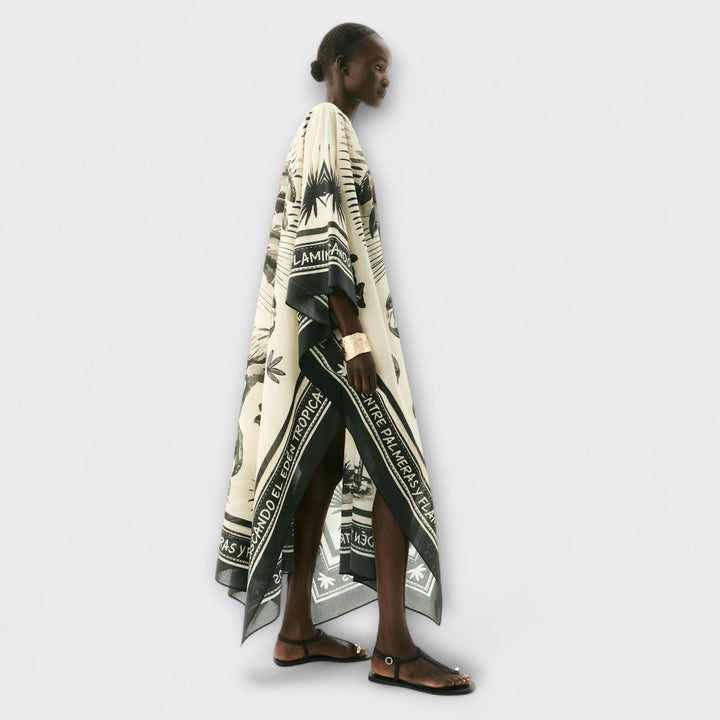 Melissa - Extra-grosses Flamingo-Print Kaftan-Maxi-Chleid