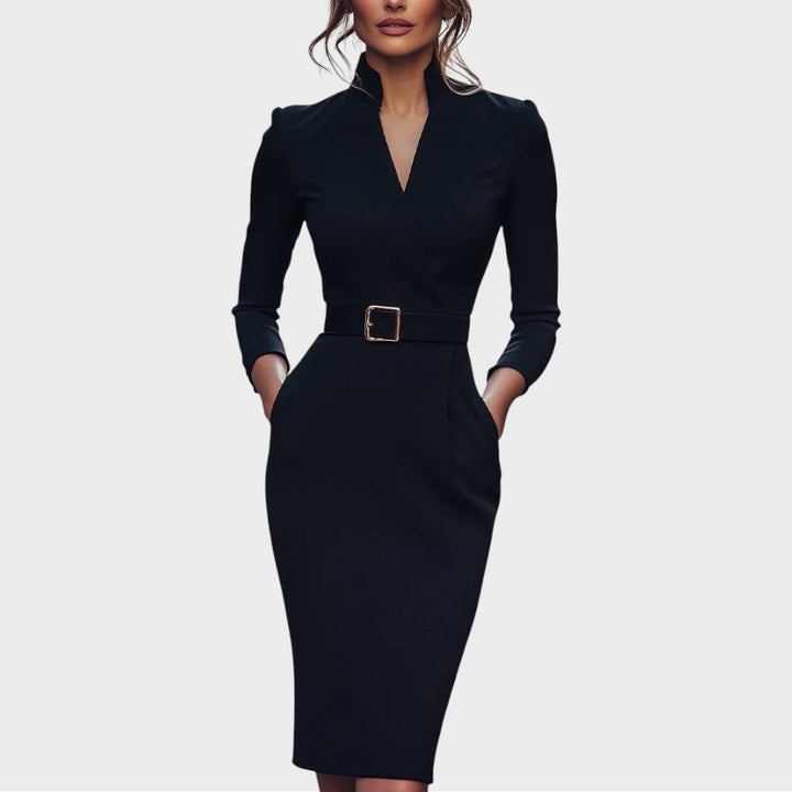 Jana | Elegants schwarzes Etuikleid mit Gürtel