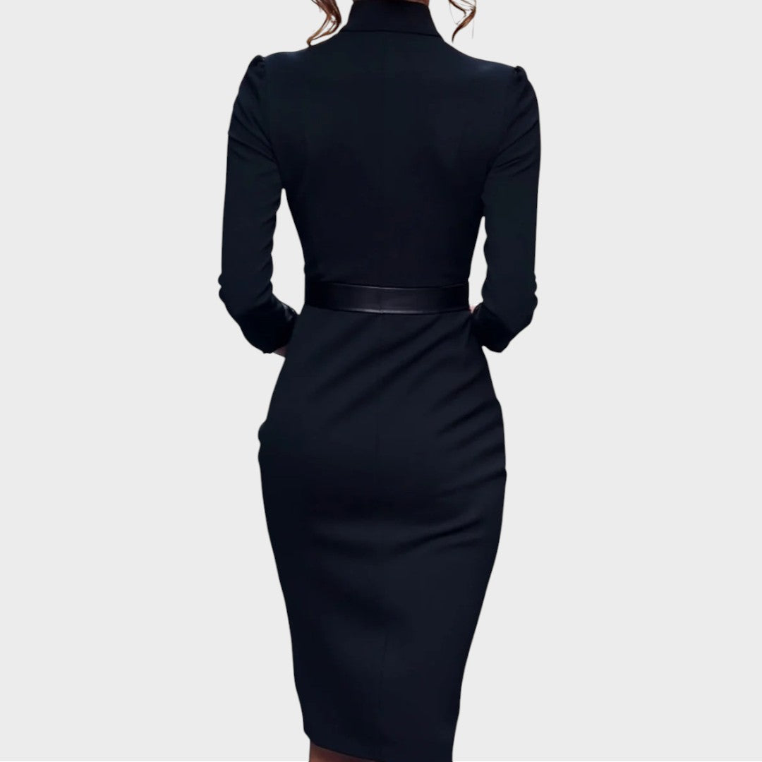 Jana | Elegants schwarzes Etuikleid mit Gürtel