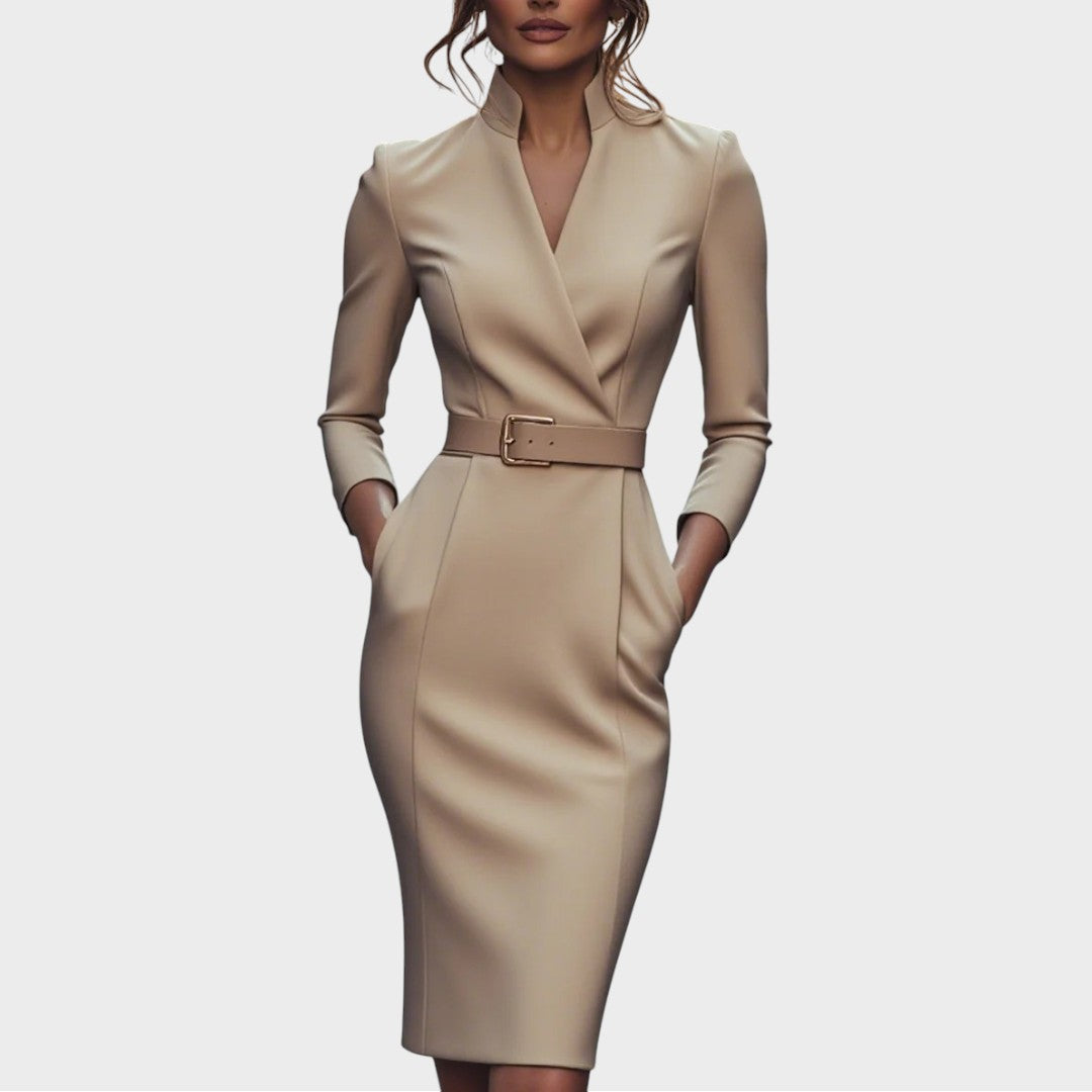 Jana | Elegants schwarzes Etuikleid mit Gürtel