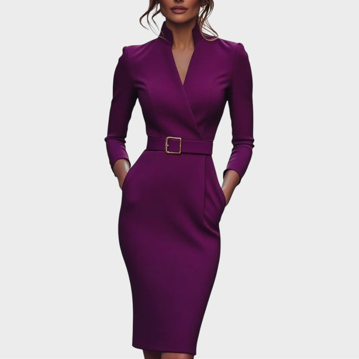 Jana | Elegants schwarzes Etuikleid mit Gürtel