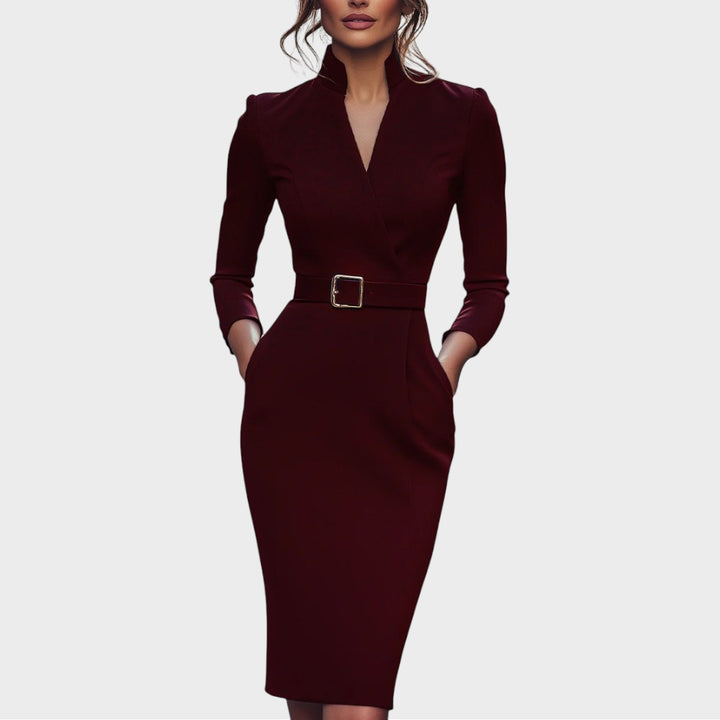 Jana | Elegants schwarzes Etuikleid mit Gürtel
