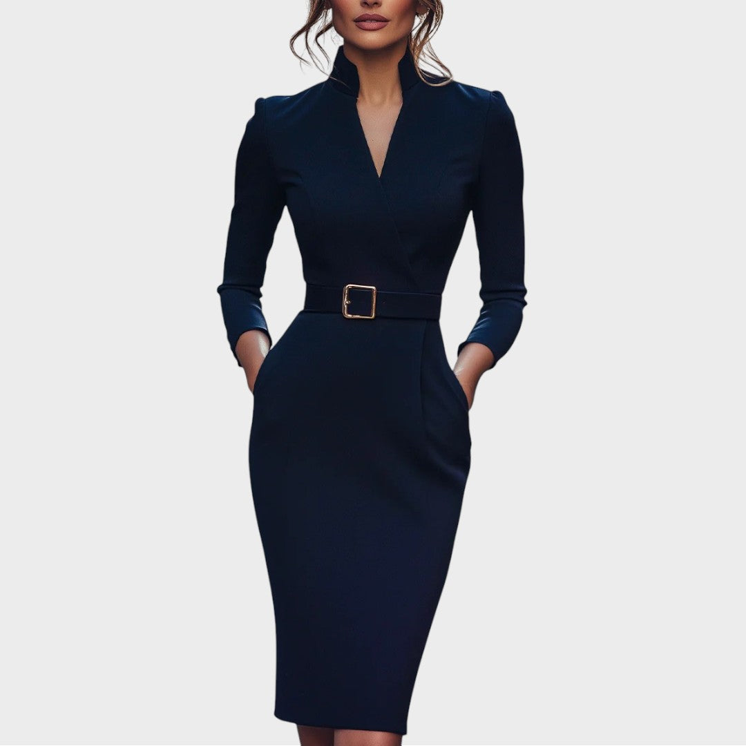 Jana | Elegants schwarzes Etuikleid mit Gürtel