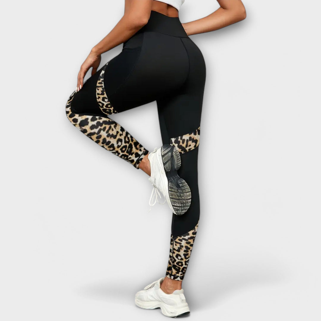 Trainingshose mit höcher Taille und Leoparde-Muster