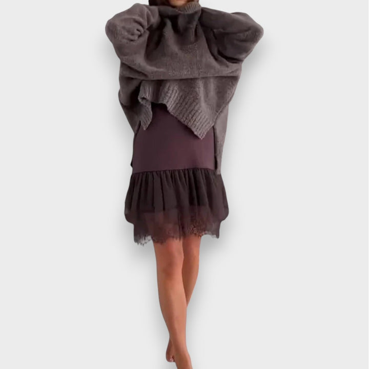 Luna | Zweiteiliges Freizeit-Set mit Spitzenrollkragenpullover