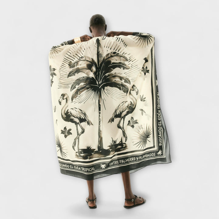 Melissa - Extra-grosses Flamingo-Print Kaftan-Maxi-Chleid