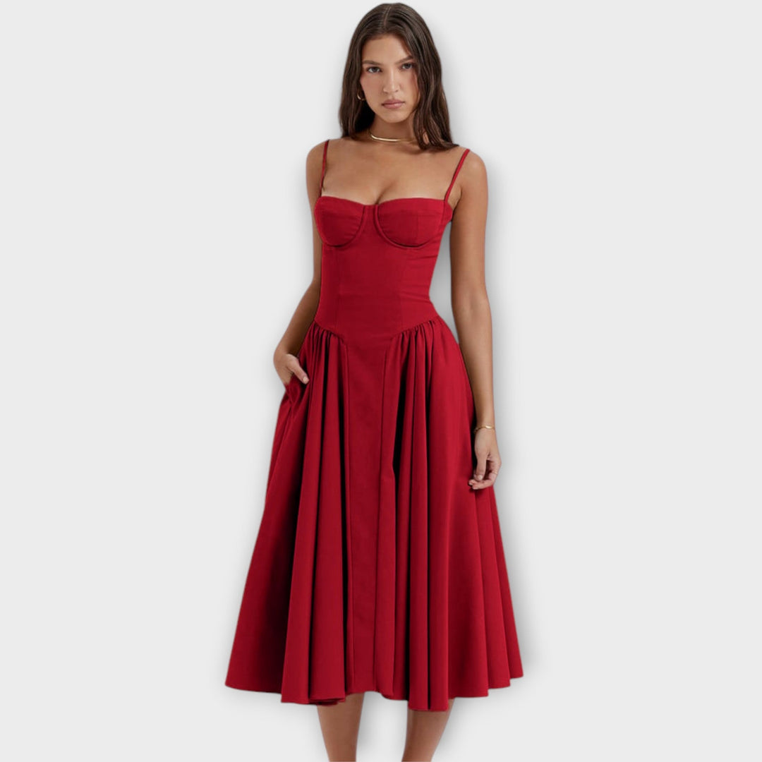 Gesine - Ärmellos Körsett-Midi-Kleid