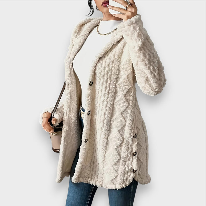 Charlotte | Plüsch Cardigan mit Kapuze