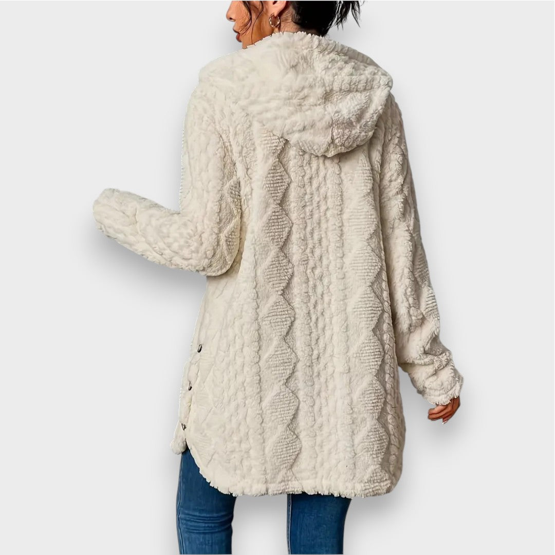 Charlotte | Plüsch Cardigan mit Kapuze