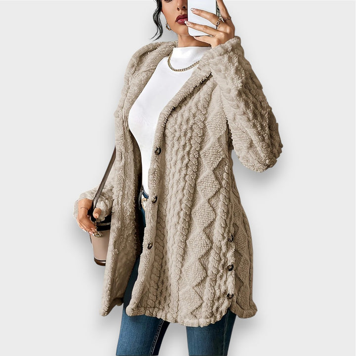 Charlotte | Plüsch Cardigan mit Kapuze