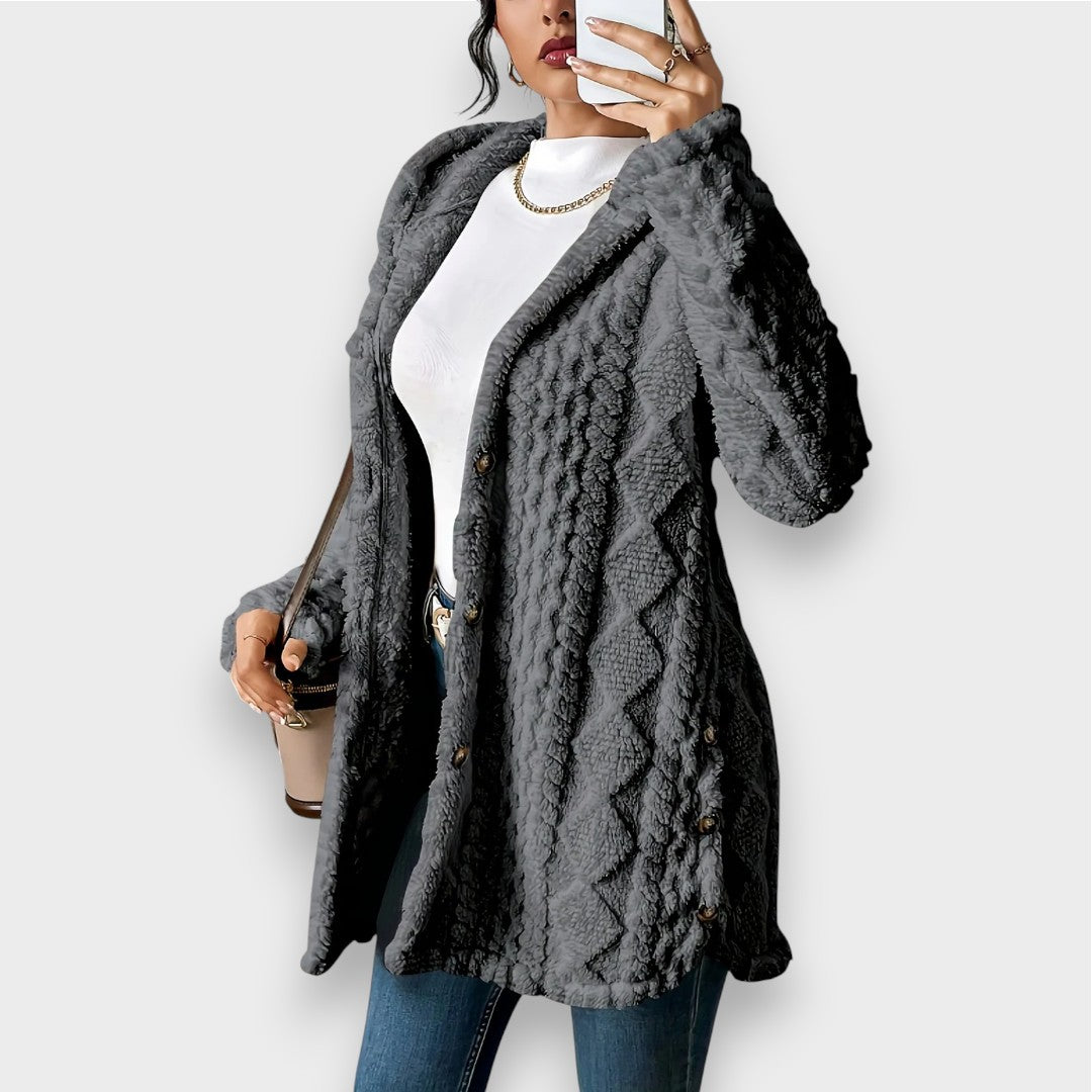 Charlotte | Plüsch Cardigan mit Kapuze