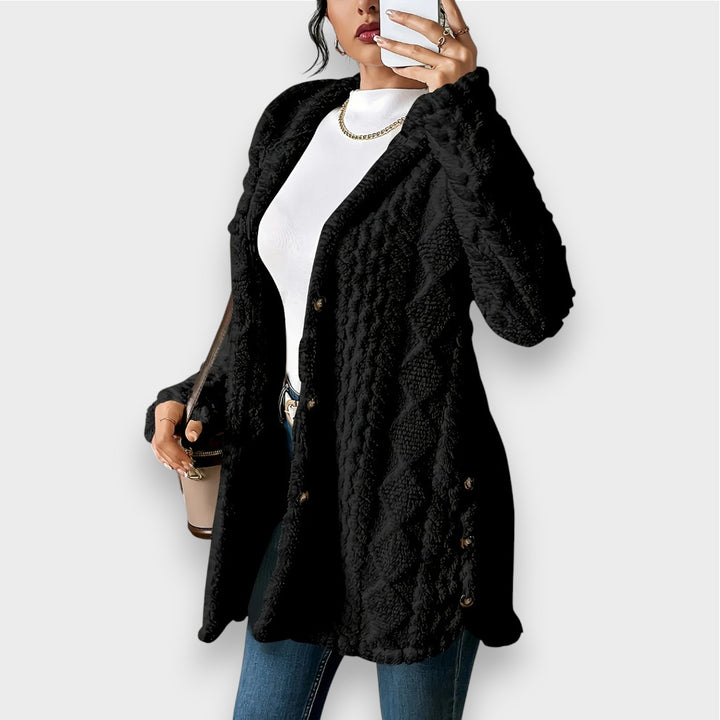 Charlotte | Plüsch Cardigan mit Kapuze