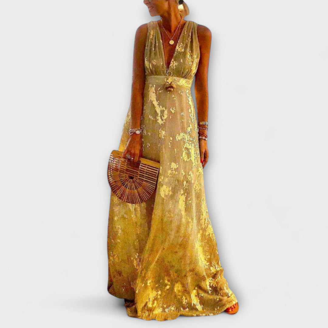 Fliessends Chleid mit V-Ausschnitt und Pailletten-Detail