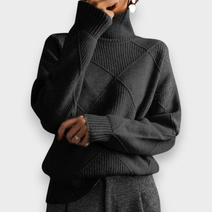 REMMY | Strukturierter Rollkragenpullover aus Strick