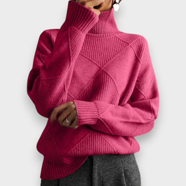 REMMY | Strukturierter Rollkragenpullover aus Strick