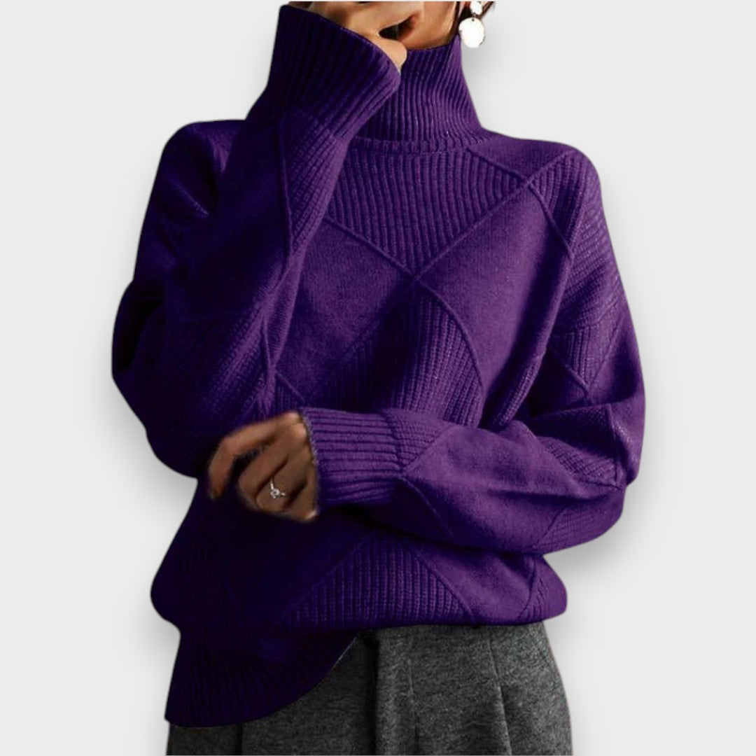 REMMY | Strukturierter Rollkragenpullover aus Strick