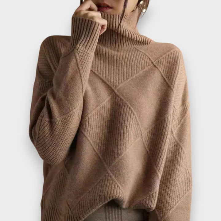 REMMY | Strukturierter Rollkragenpullover aus Strick