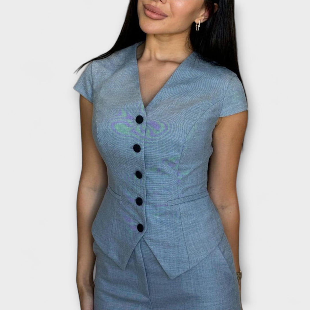Ivy - Schickes V-Ausschnitt-Top und Hose-Set