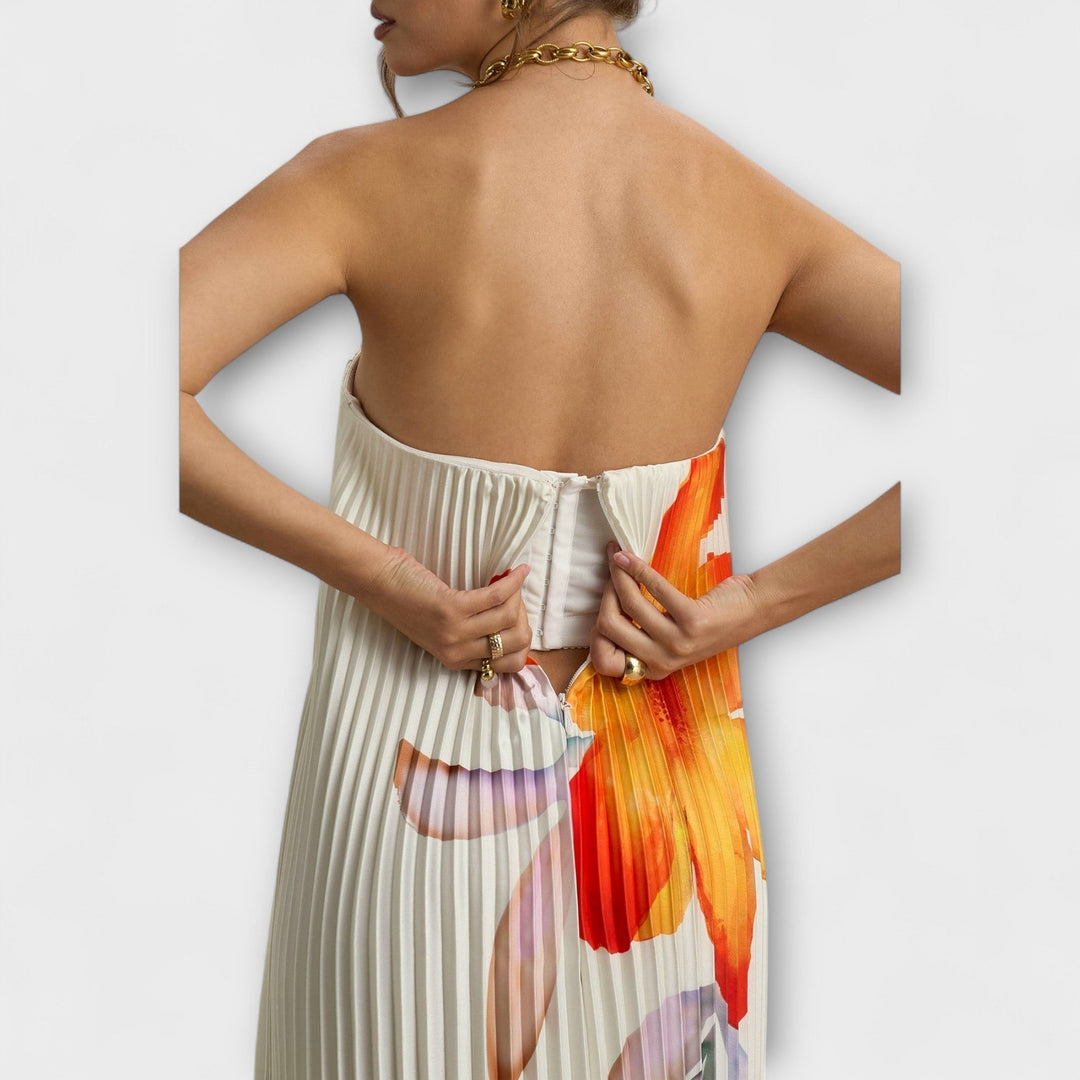 Michelle - Sweetheart Maxi Kleid in Orange Floral