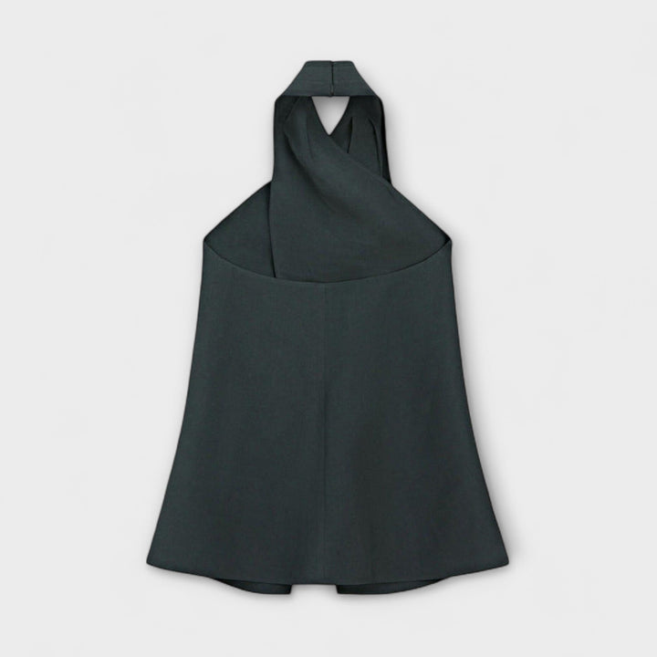 Leah – Blauer Halter Neck Top mit Rückenausschnitt