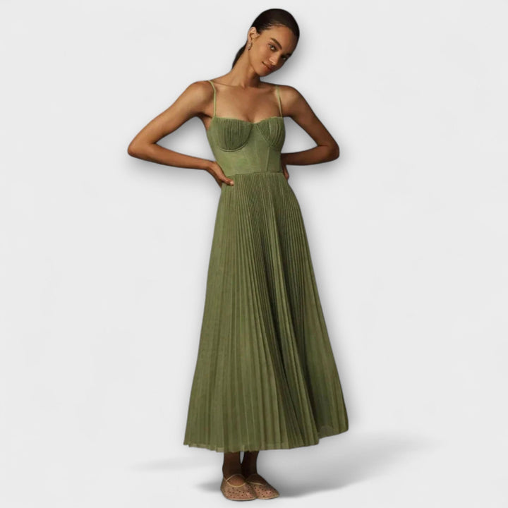 Marilyn - Faltenrock-Midi-Chleid us Tüll mit Bustier-Design