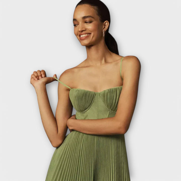 Midi-Kleid mit Tüll-Bustier und Plissee