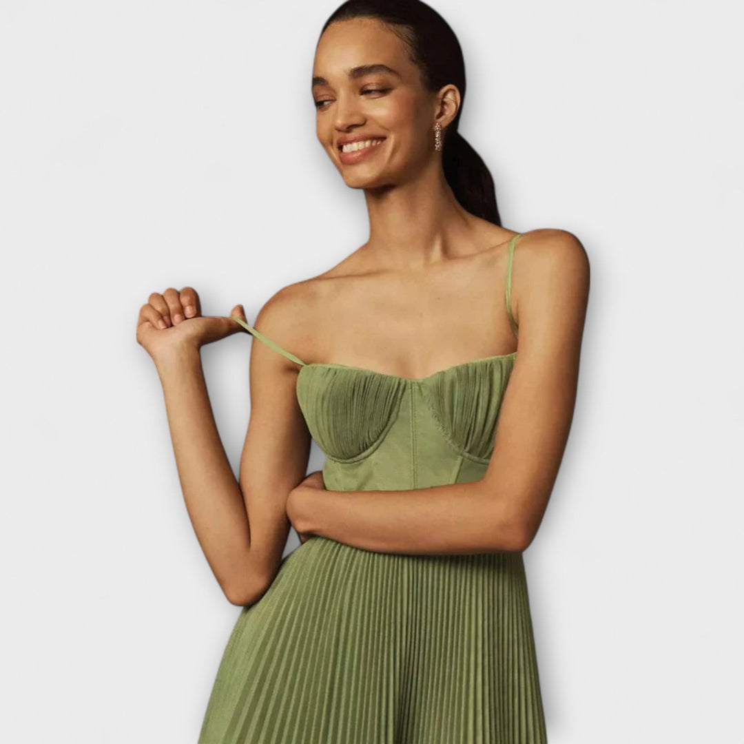 Marilyn - Faltenrock-Midi-Chleid us Tüll mit Bustier-Design