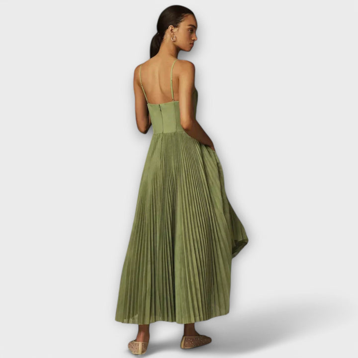 Midi-Kleid mit Tüll-Bustier und Plissee