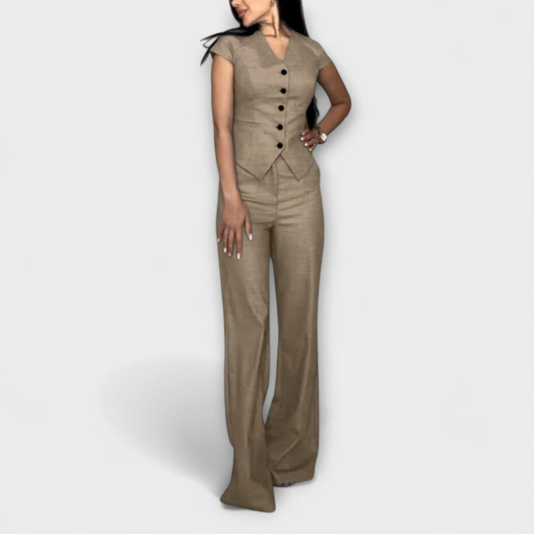 Ivy - Schickes V-Ausschnitt-Top und Hose-Set