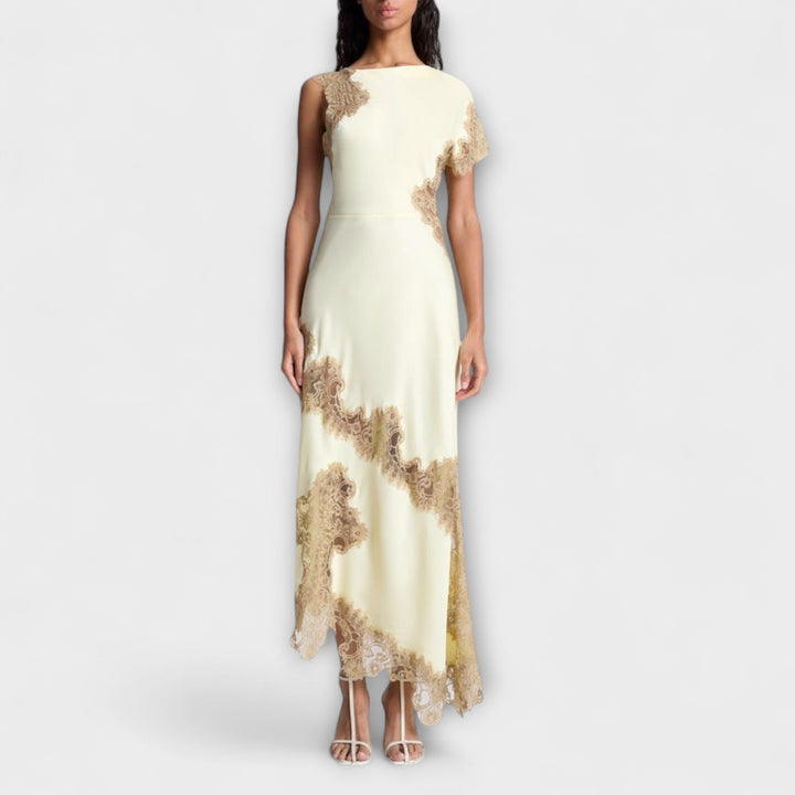 Margaret - Maxi-Chleid mit Satin- und Spitze-Akzent