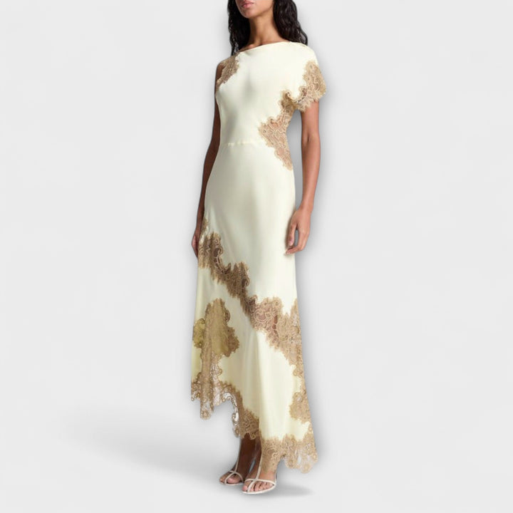 Margaret - Maxi-Chleid mit Satin- und Spitze-Akzent