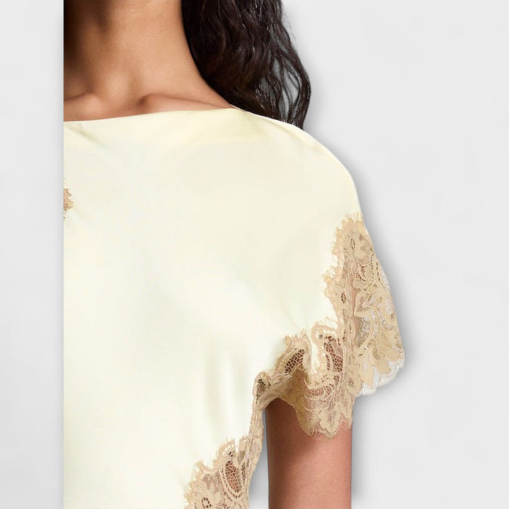 Margaret - Maxi-Chleid mit Satin- und Spitze-Akzent