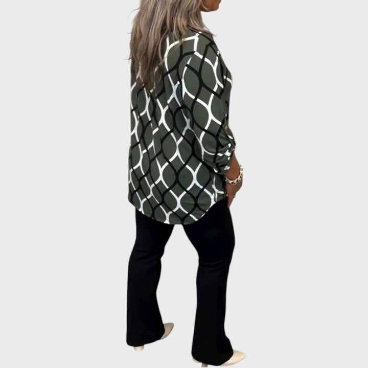 Janny | Lässigi Blus mit lange Ärm und elegantem Muster