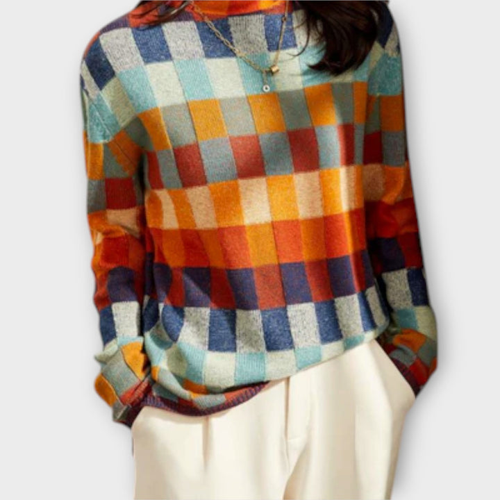 Jana | Patchwork Rollkragenpullover