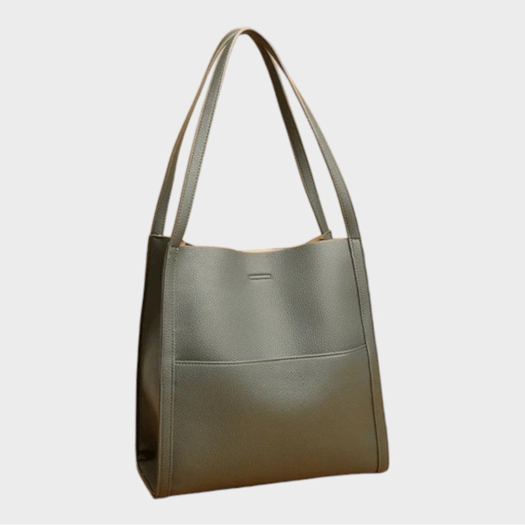 Amelie | Einfarbige Schultertasche aus echtem Leder